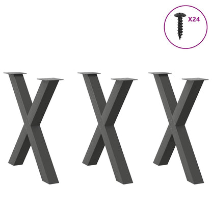 Gambe per tavolo da pranzo a forma di X 3 pz Antracite 80x(72-73) cm Acciaio