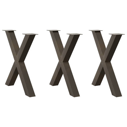 Gambe per tavolo da pranzo a forma di X 3 pz in acciaio naturale 80x(72-73) cm