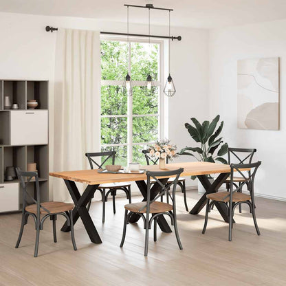 Gambe per tavolo da pranzo a forma di X 3 pz nere 90x(72-73) cm in acciaio