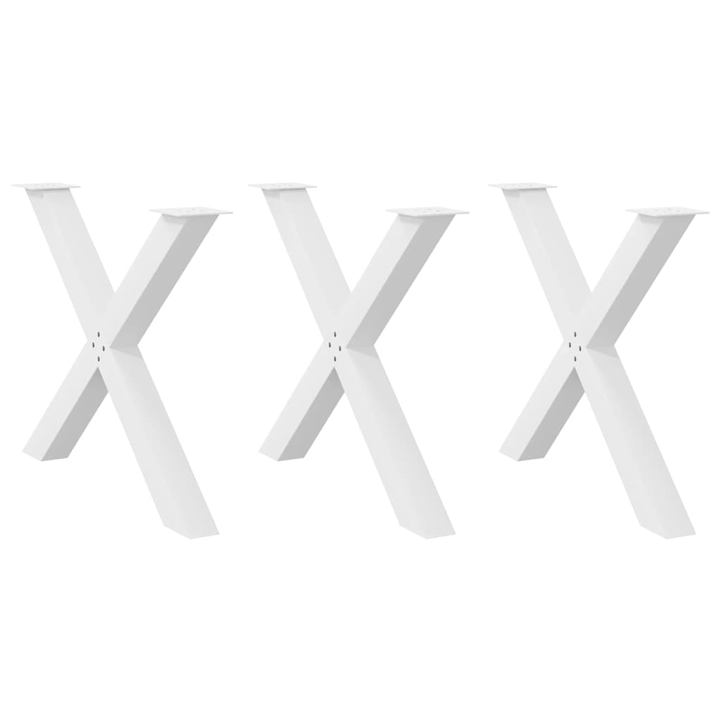 Gambe per tavolo da pranzo a forma di X 3 pz bianche 90x(72-73) cm in acciaio