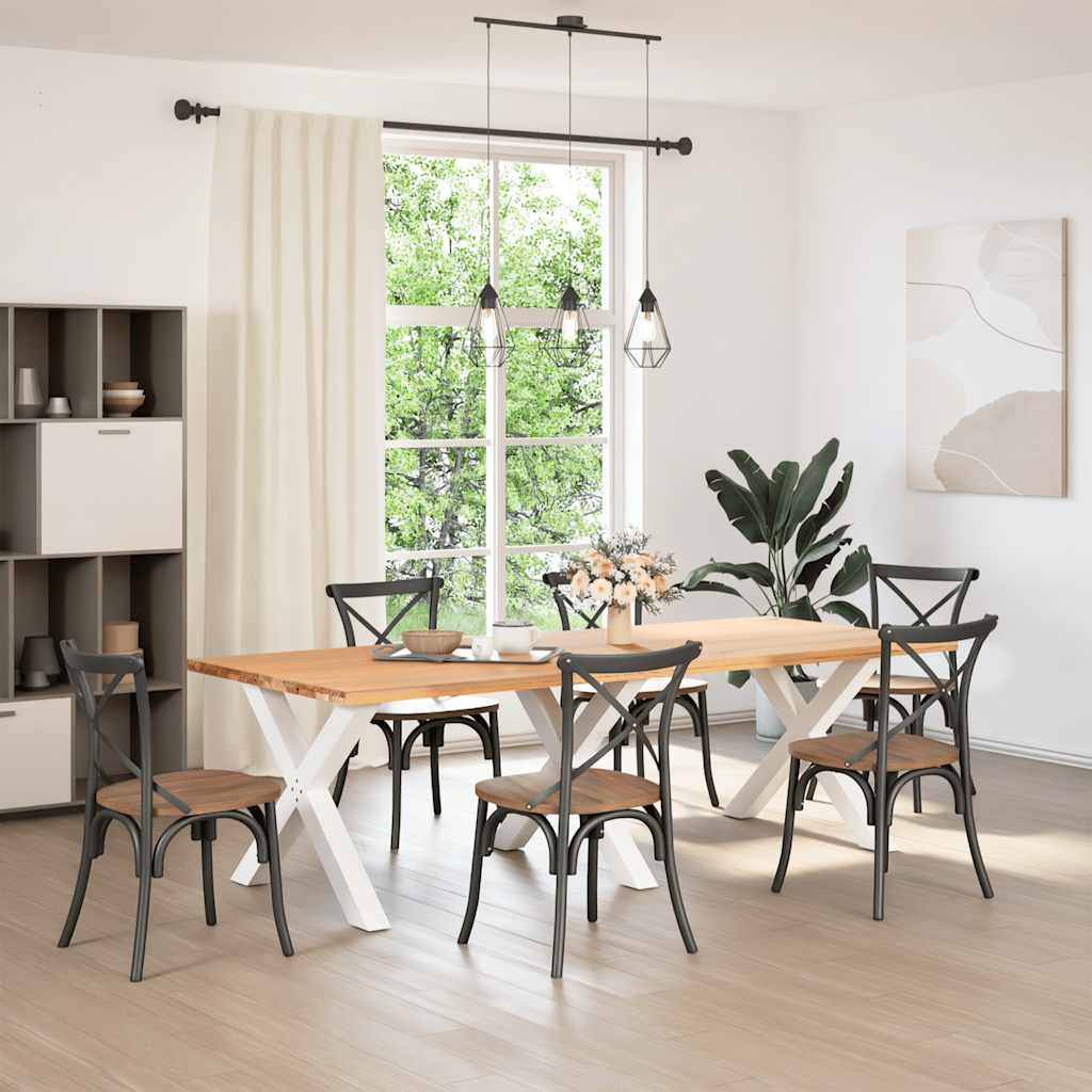 Gambe per tavolo da pranzo a forma di X 3 pz bianche 90x(72-73) cm in acciaio