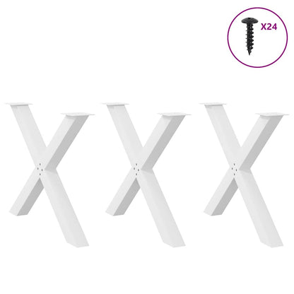 Gambe per tavolo da pranzo a forma di X 3 pz bianche 90x(72-73) cm in acciaio
