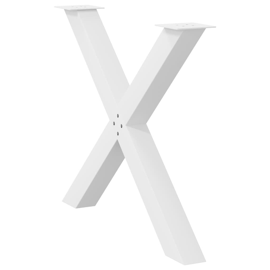 Gambe per tavolo da pranzo a forma di X 3 pz bianche 90x(72-73) cm in acciaio