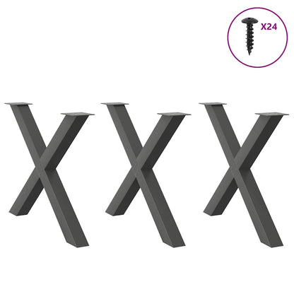 Gambe per tavolo da pranzo a forma di X 3 pz Antracite 90x(72-73) cm Acciaio