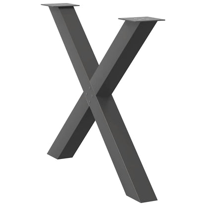 Gambe per tavolo da pranzo a forma di X 3 pz Antracite 90x(72-73) cm Acciaio
