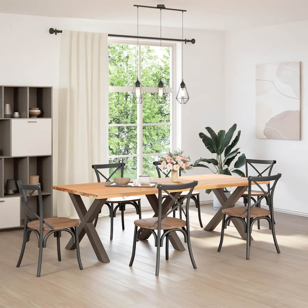 Gambe per tavolo da pranzo a forma di X 3 pz in acciaio naturale 90x(72-73) cm