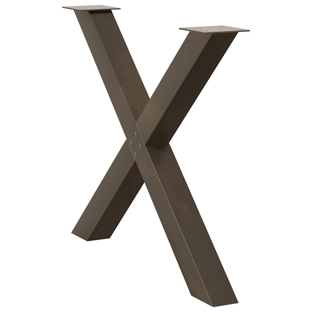 Gambe per tavolo da pranzo a forma di X 3 pz in acciaio naturale 90x(72-73) cm