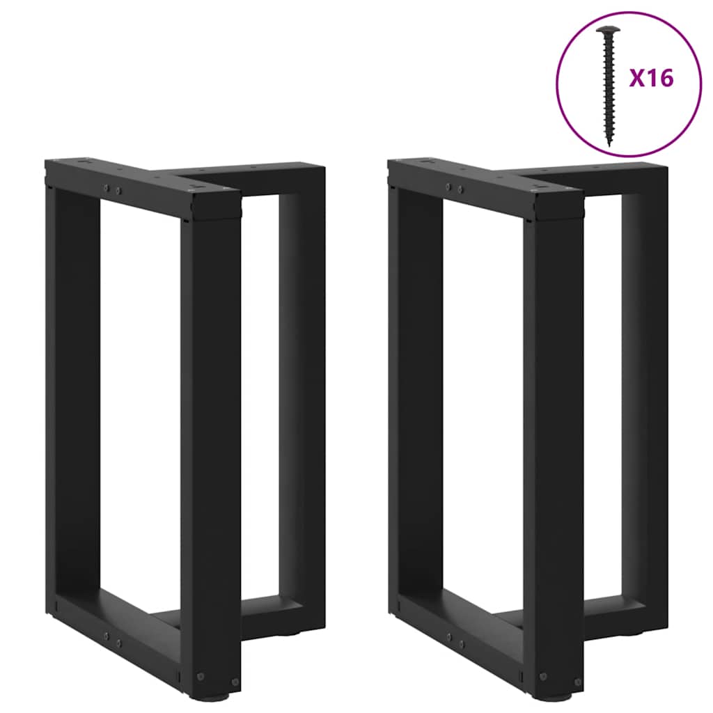 Gambe per tavolo da pranzo a forma di T 2 pz nere 50x35x(72-73) cm in acciaio