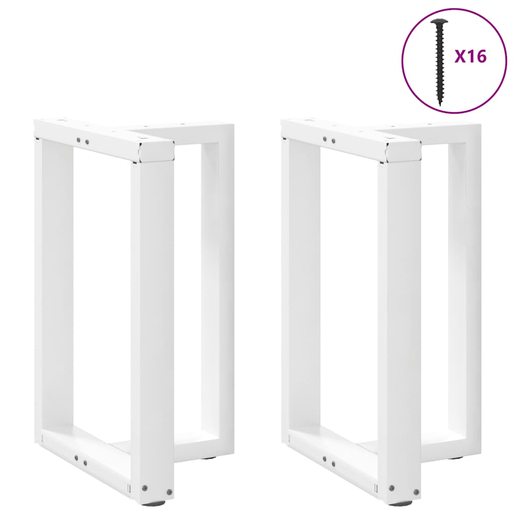 Gambe per tavolo da pranzo a forma di T 2 pz bianche 60x35x(72-73) cm in acciaio