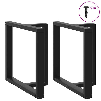Gambe per tavolo da pranzo a forma di T 2 pz nere 70x35x(72-73) cm in acciaio