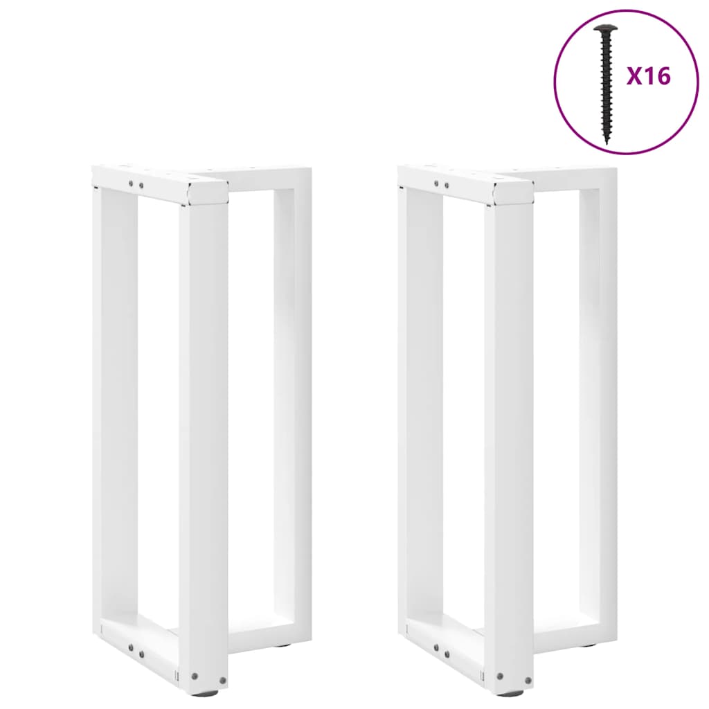 Gambe per tavolo da bar a forma di T 2 pz bianche 40x35x(90-91) cm in acciaio