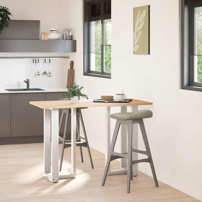 Gambe per tavolo da bar a forma di T 2 pz bianche 40x35x(90-91) cm in acciaio