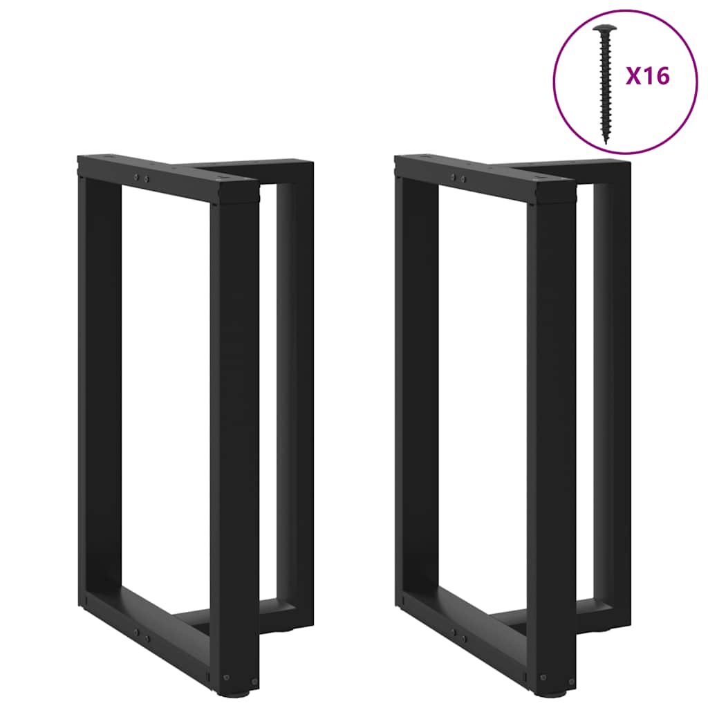 Gambe per tavolo da bar a forma di T 2 pz nere 60x35x(90-91) cm in acciaio