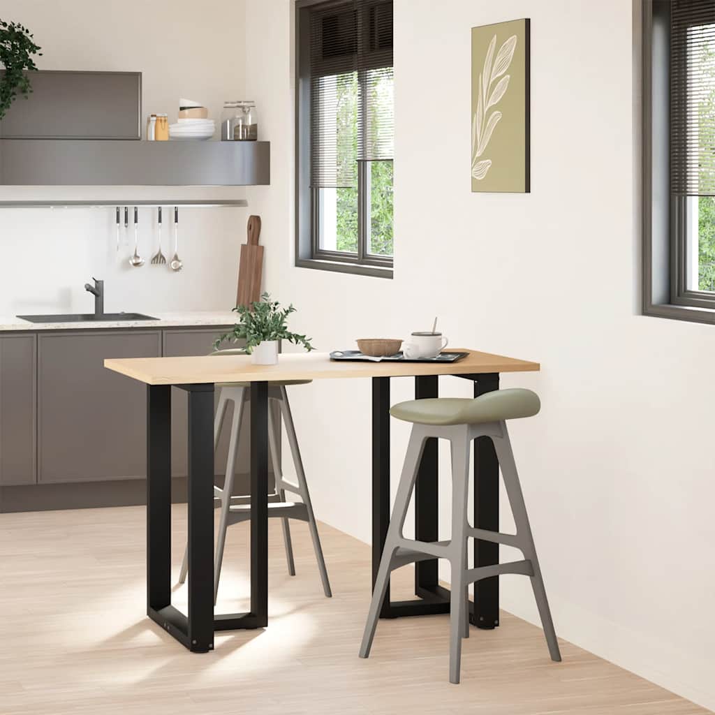 Gambe per tavolo da bar a forma di T 2 pz nere 60x35x(90-91) cm in acciaio