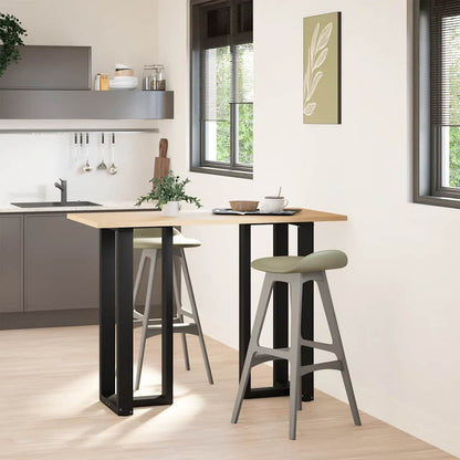 Gambe per tavolo da bar a forma di T 2 pz nere 50x35x(100-101) cm in acciaio