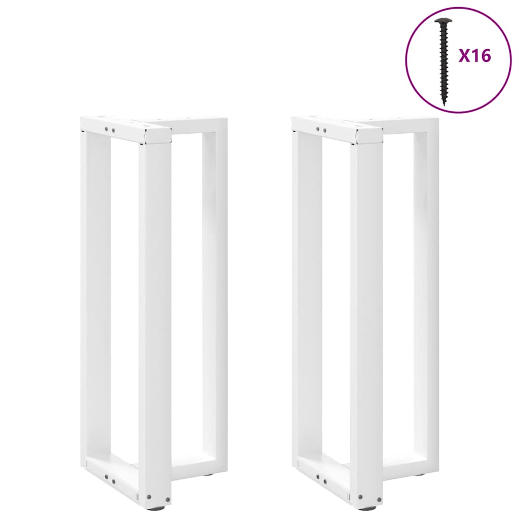 Gambe per tavolo da bar a forma di T 2 pz bianche 50x35x(100-101) cm in acciaio