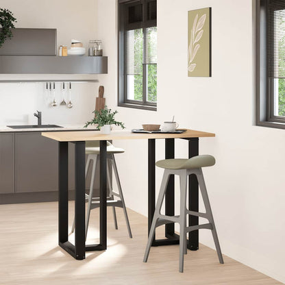 Gambe per tavolo da bar a forma di T 2 pz nere 60x35x(100-101) cm in acciaio