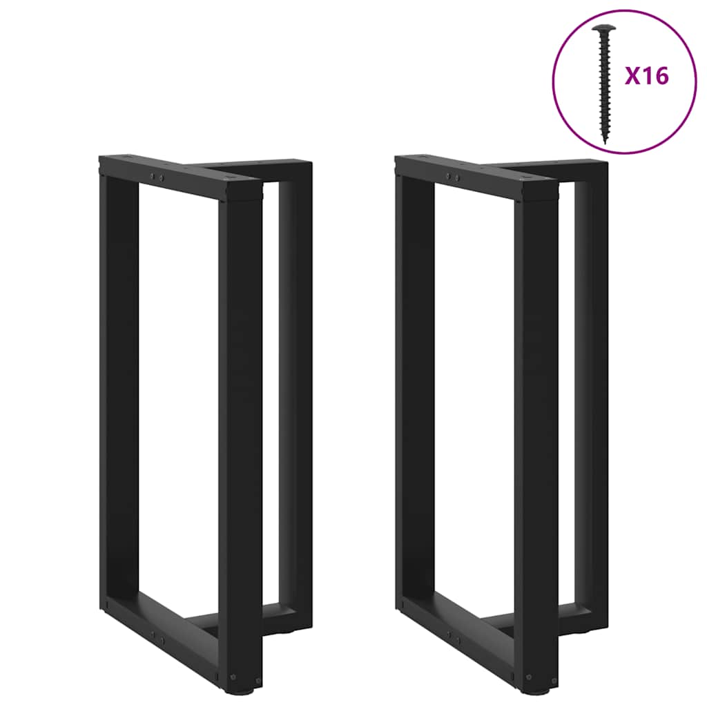 Gambe per tavolo da bar a forma di T 2 pz nere 60x35x(100-101) cm in acciaio