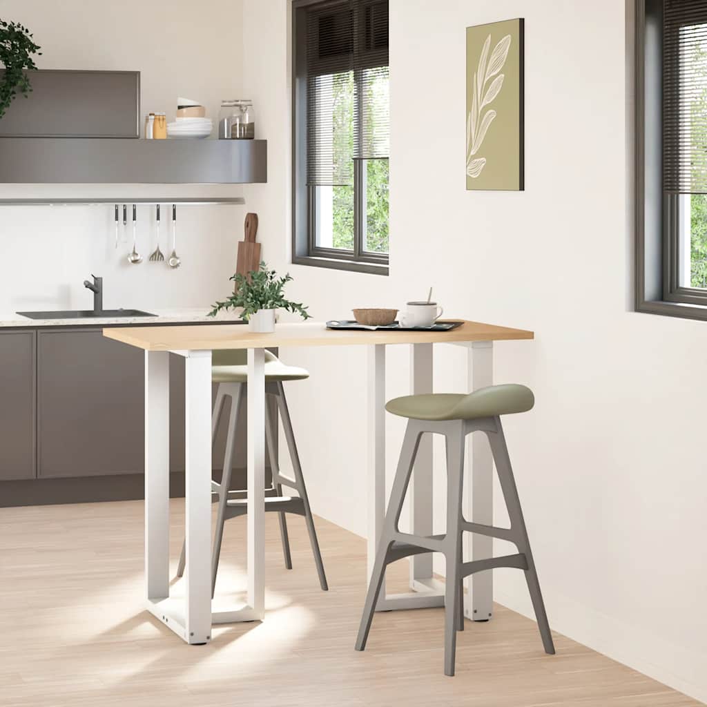 Gambe per tavolo da bar a forma di T 2 pz bianche 60x35x(100-101) cm in acciaio