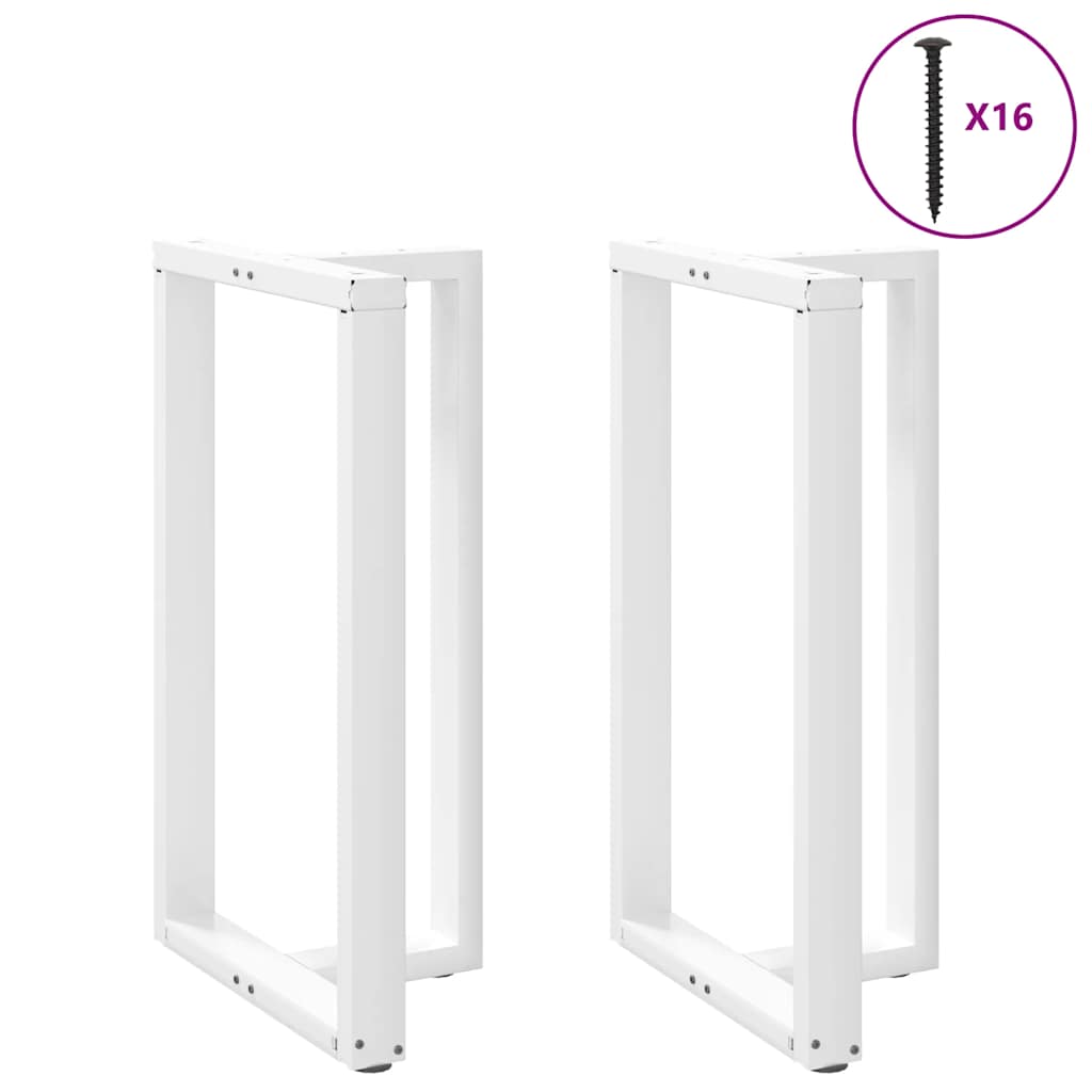 Gambe per tavolo da bar a forma di T 2 pz bianche 60x35x(100-101) cm in acciaio