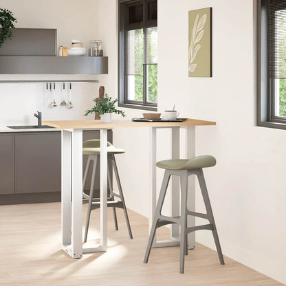 Gambe per tavolo da bar a forma di T 2 pz bianche 50x35x(110-111) cm in acciaio