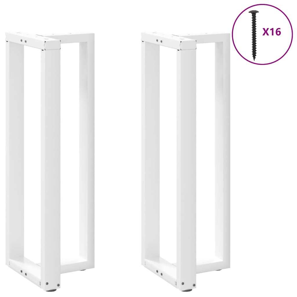 Gambe per tavolo da bar a forma di T 2 pz bianche 50x35x(110-111) cm in acciaio