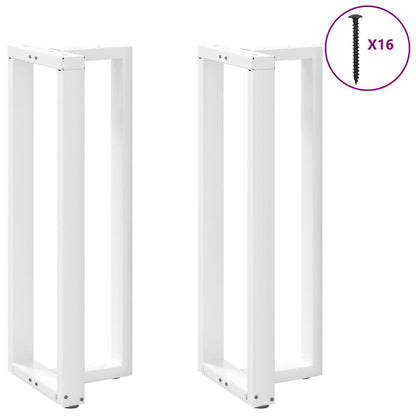 Gambe per tavolo da bar a forma di T 2 pz bianche 50x35x(110-111) cm in acciaio
