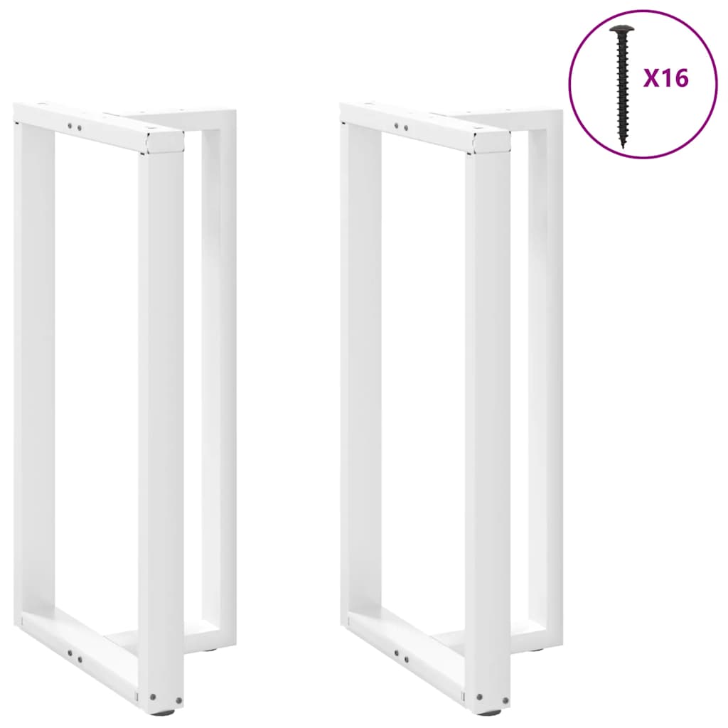 Gambe per tavolo da bar a forma di T 2 pz bianche 60x35x(110-111) cm in acciaio