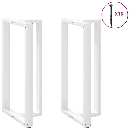 Gambe per tavolo da bar a forma di T 2 pz bianche 60x35x(110-111) cm in acciaio