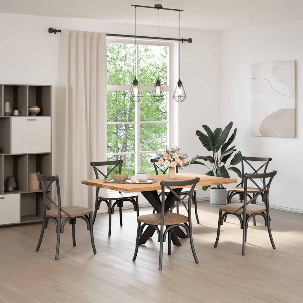 Gamba per Tavolo da Pranzo a Forma di Ragno Nero 85x85x(72-73) cm Acciaio
