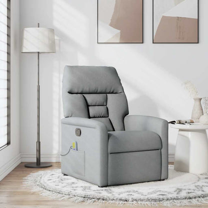 Poltrona Massaggiante Reclinabile Grigio Chiaro in Tessuto