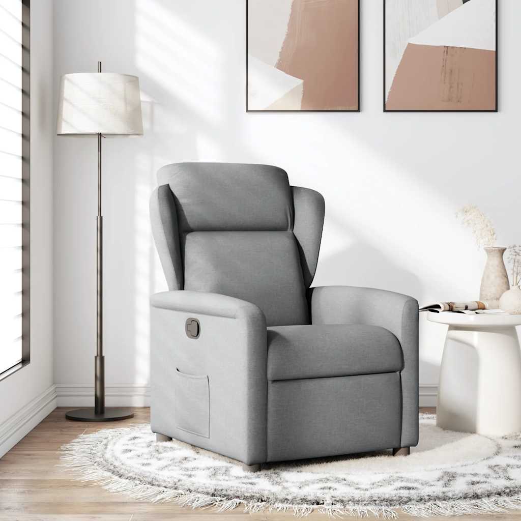 Poltrona reclinabile in tessuto grigio chiaro