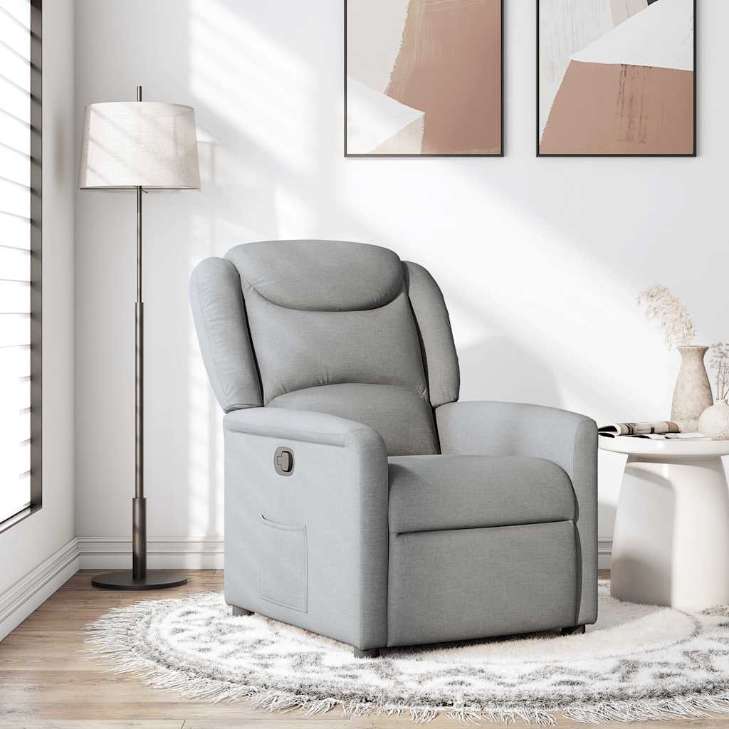 Poltrona reclinabile in tessuto grigio chiaro