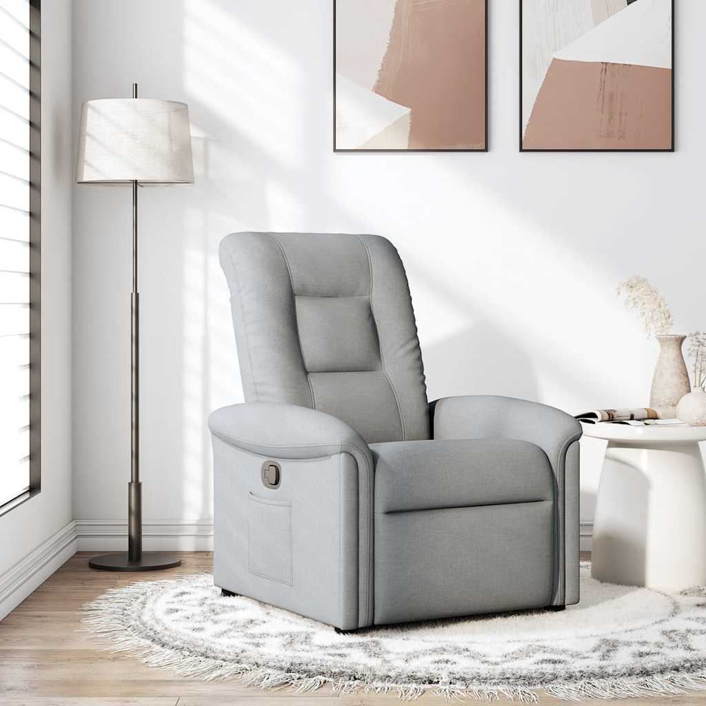 Poltrona reclinabile in tessuto grigio chiaro
