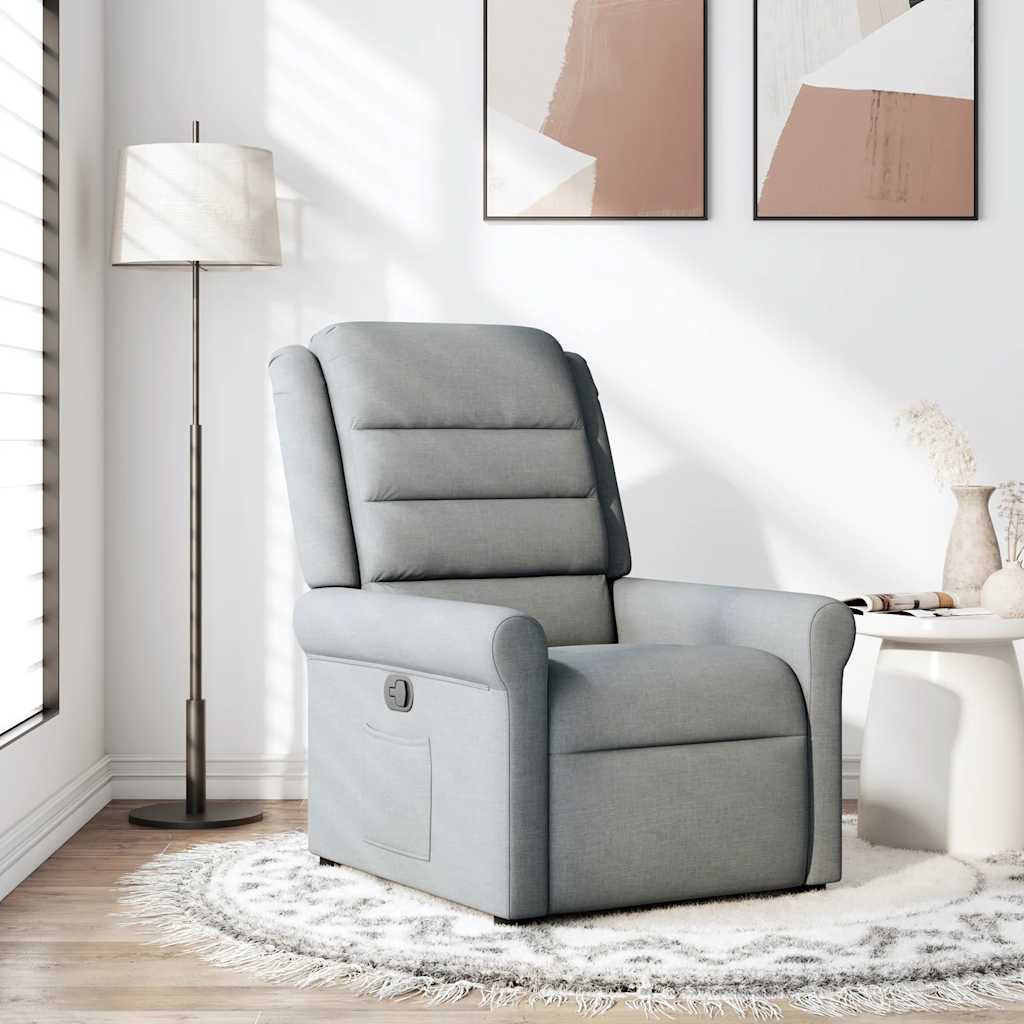 Poltrona reclinabile in tessuto grigio chiaro