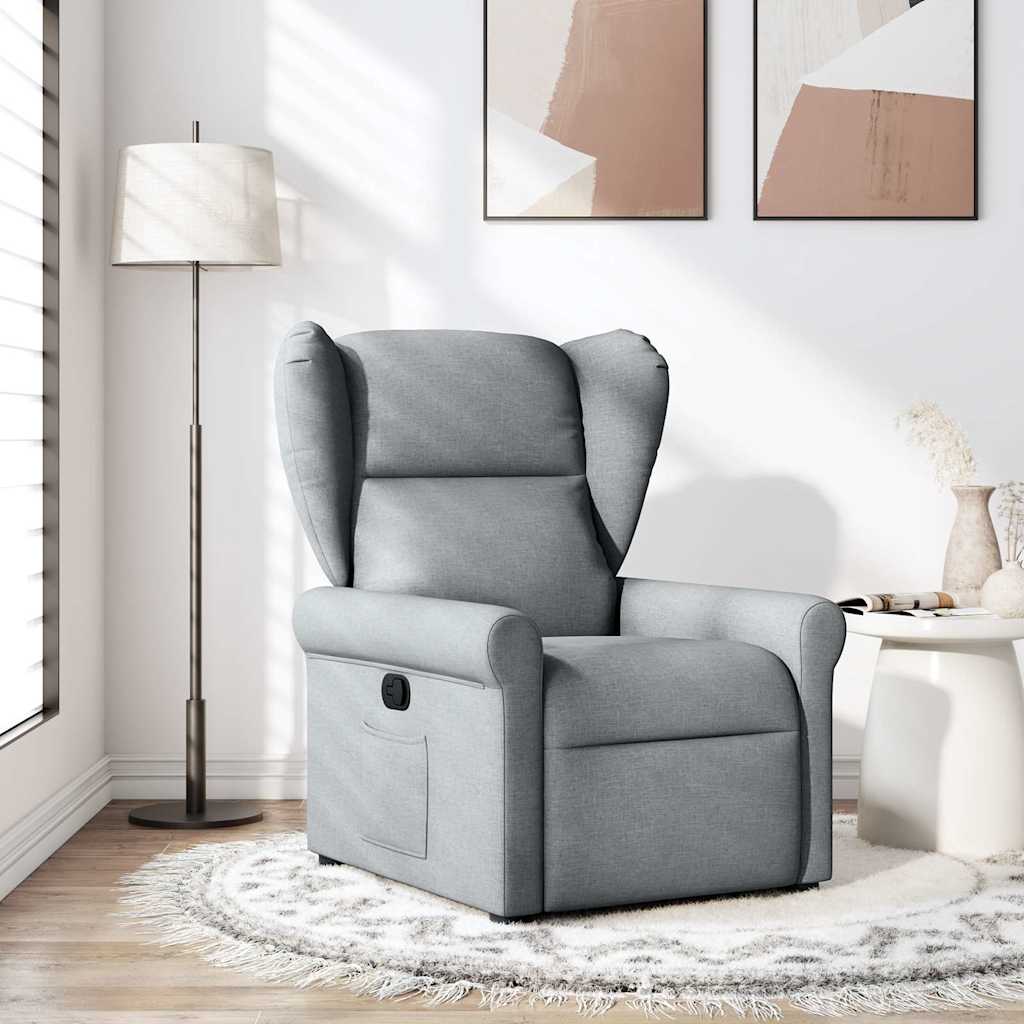 Poltrona reclinabile in tessuto grigio chiaro