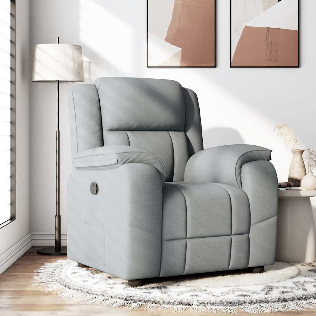 Poltrona reclinabile in tessuto grigio chiaro