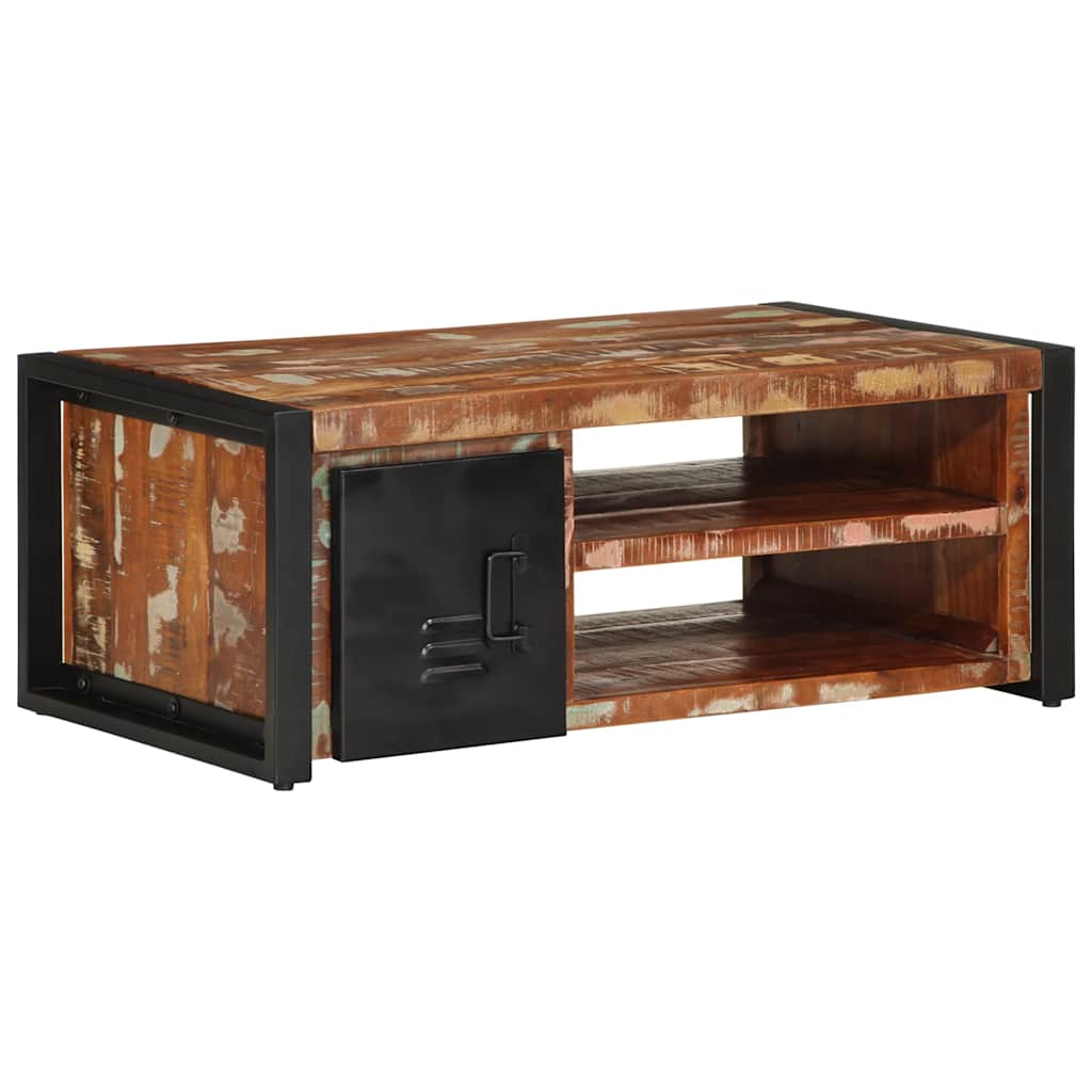 Tavolino Salotto Multicolore 90x50x36cm Legno Massello Recupero
