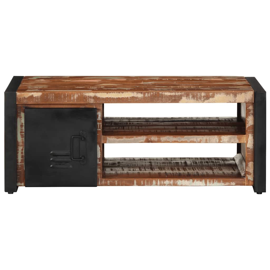 Tavolino Salotto Multicolore 90x50x36cm Legno Massello Recupero