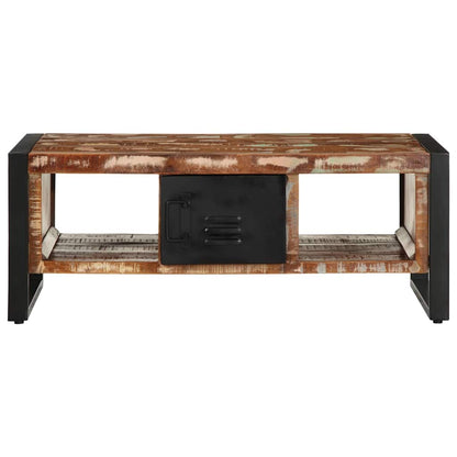 Tavolino Salotto Multicolore 90x50x36cm Legno Massello Recupero