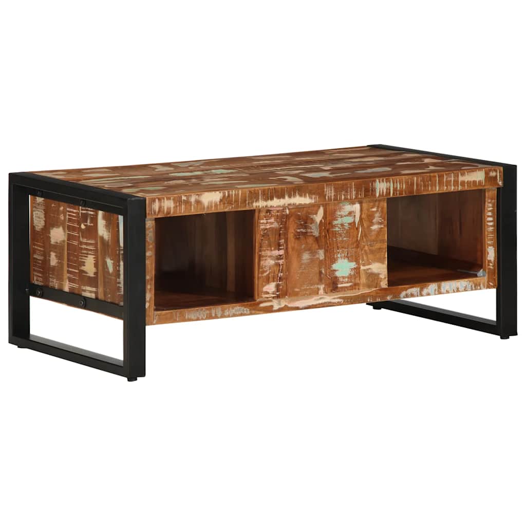 Tavolino Salotto Multicolore 90x50x36cm Legno Massello Recupero