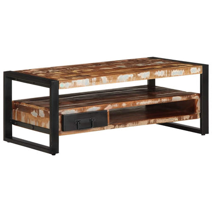 Tavolino Salotto Multicolore 90x50x36cm Legno Massello Recupero