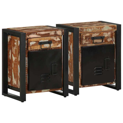 Comodini 2 pz Multicolore in Legno Massello di Mango Grezzo