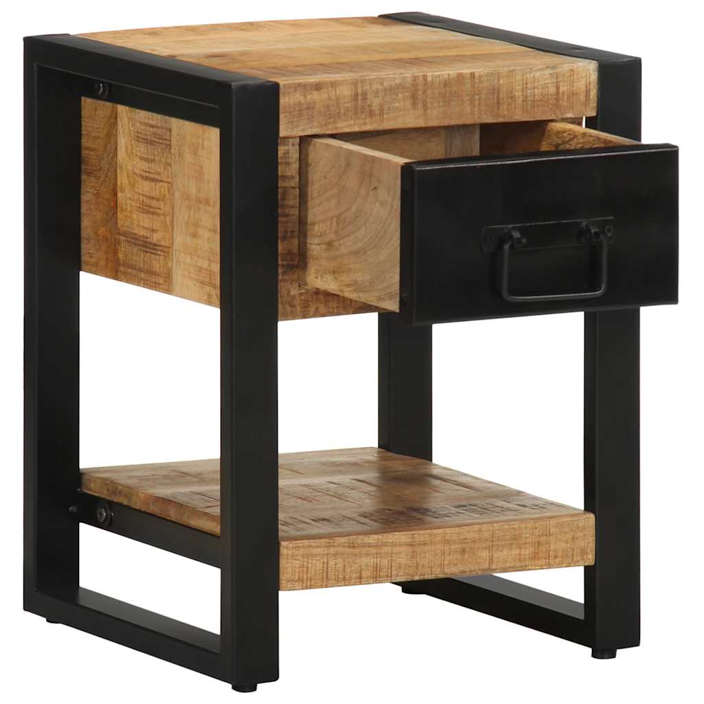 Comodino 35x34x45 cm in Legno Massello Mango Grezzo