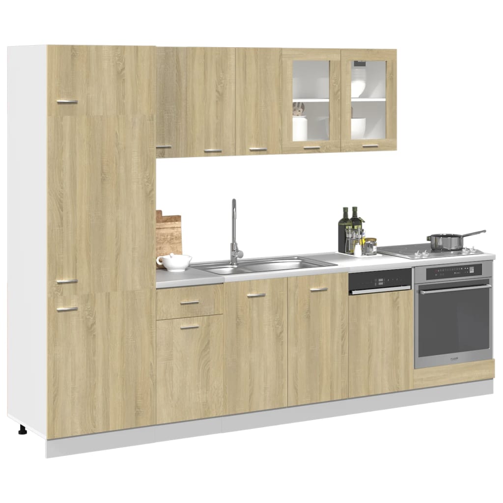 Set Mobili da Cucina 8pz Ã¢â‚¬Å“LyonÃ¢â‚¬Â Rovere Sonoma in Truciolato