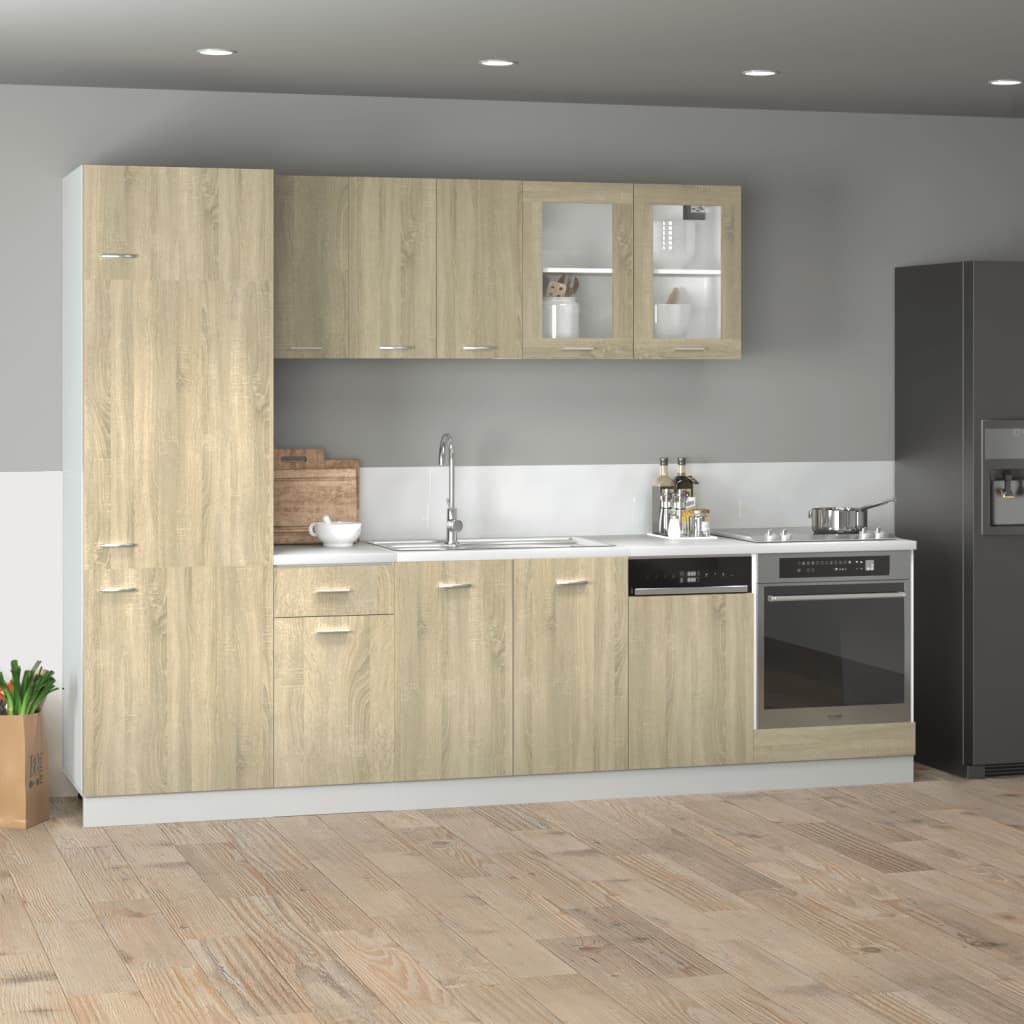 Set Mobili da Cucina 8pz Ã¢â‚¬Å“LyonÃ¢â‚¬Â Rovere Sonoma in Truciolato