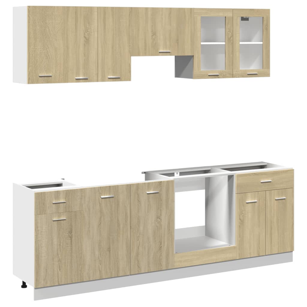 Set Mobili da Cucina 8pz Ã¢â‚¬Å“LyonÃ¢â‚¬Â Rovere Sonoma in Truciolato