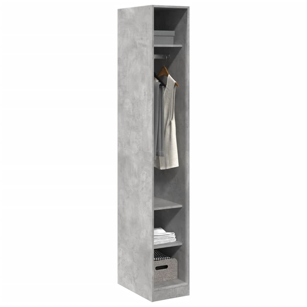 Armadio Grigio Cemento 30x50x200 cm in Legno Multistrato
