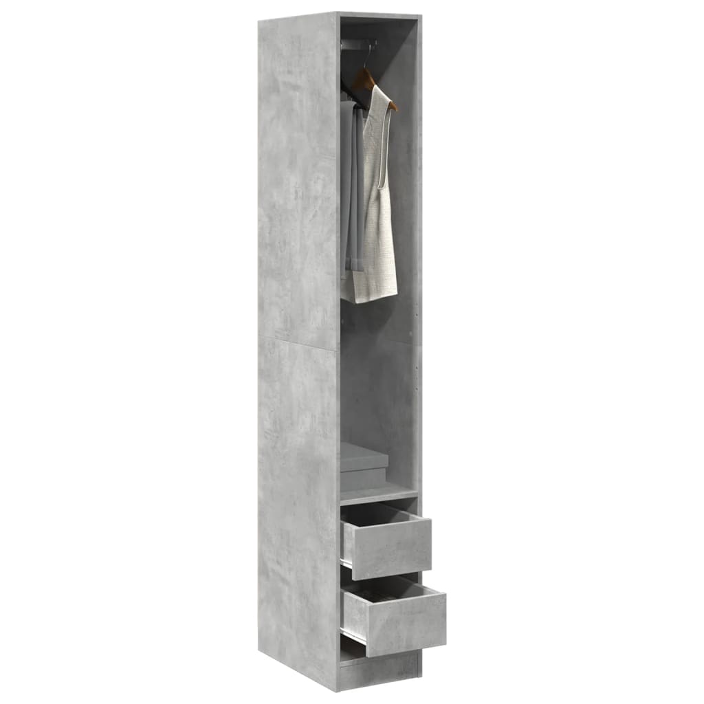Armadio Grigio Cemento 30x50x200 cm in Legno Multistrato