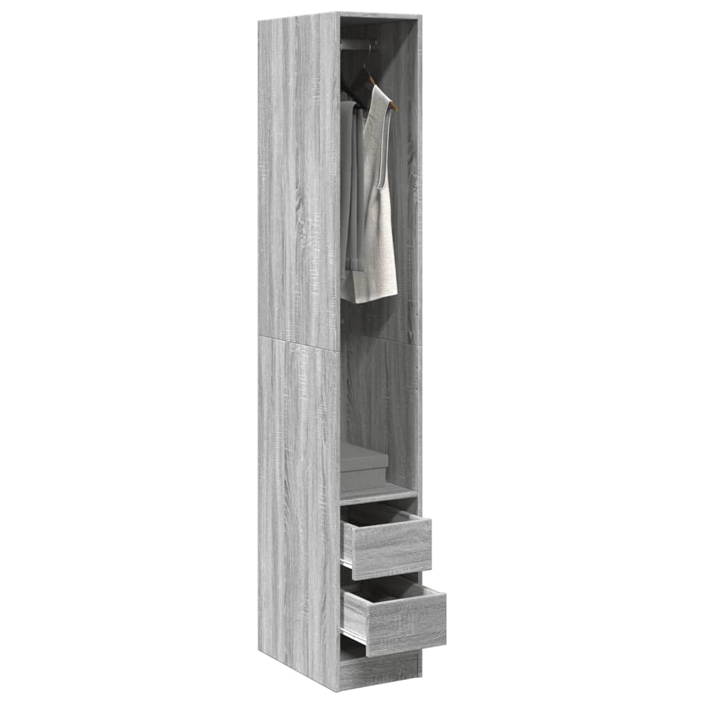 Armadio Grigio Sonoma 30x50x200 cm in Legno Multistrato
